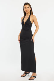 Black Maxi Dress Halter Neck
