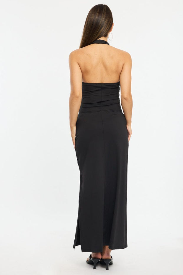 Black Maxi Dress Halter Neck